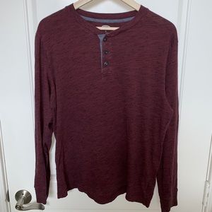 Red Old Navy Long Sleeve Henley Shirt - Mens M